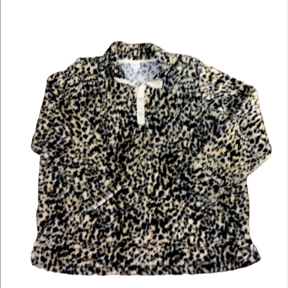 New Directions women’s animal print fuzzy pull over with snap buttons Size XXL - Picture 1 of 7
